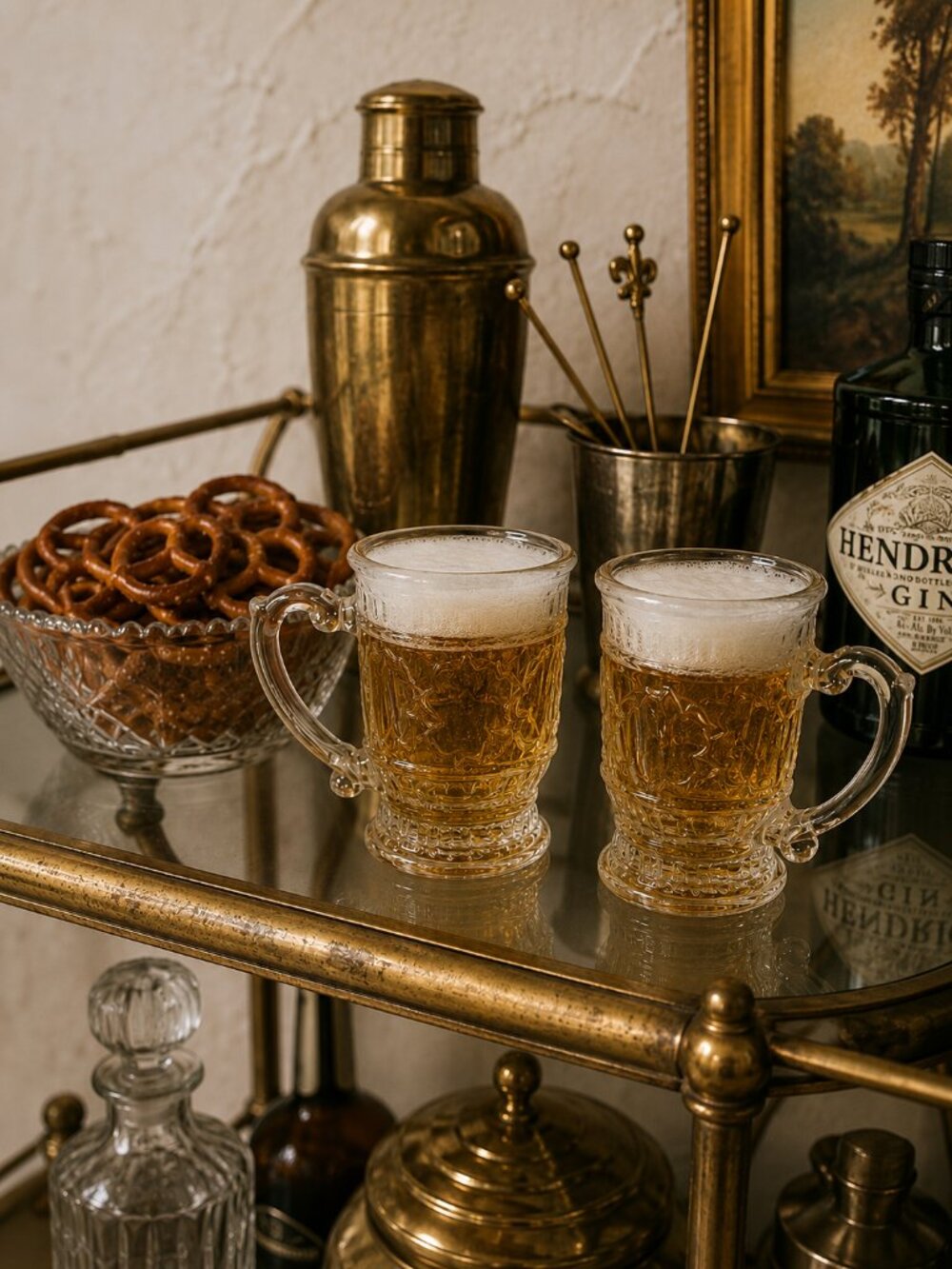 Vintage Frosted Glass Beer Steins